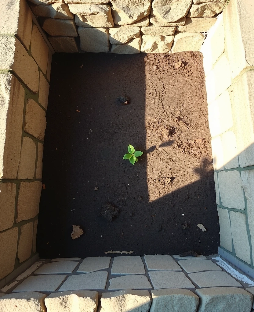 A quiet corner of a garden awaiting planting
